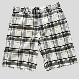 Men's Alan Flusser Golf Shorts Sz 34 Black Gray White Plaid w Stretch  MSRP $42